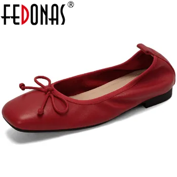 FEDONAS 2023, proljeće-ljeto ženske cipele-čamaca, slatka leptir s vršnjacima od prave kože na niske pete, soft udoban svakodnevni uredski ženske cipele