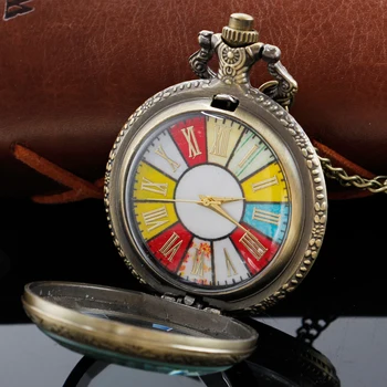 Fin Trendy boji rimski digitalni brojčanik, kvarc džepni sat u steampunk stilu, muško i žensko ogrlica, privjesak s lancem, dar