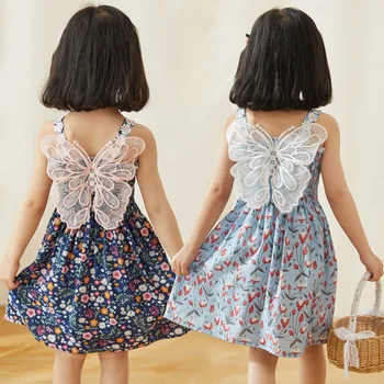 Haljine s cvjetnog vezom u obliku krila leptira za djevojčice, ljetno slatka haljina mala princeza za rođendan, dječje odjeće za malu djecu 1-7 godina