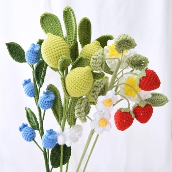 Home Dekor Umjetna pletene cvijet S lišćem Višekratnu upotrebu zgodan poklon za festival pleten, fleksibilne lažni cvijeće