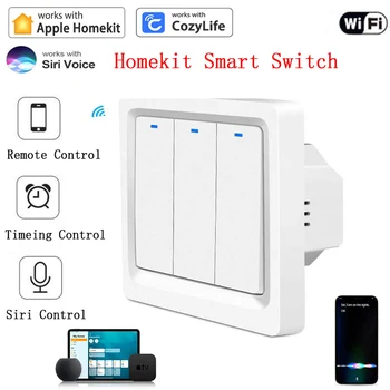 Homekit WiFi Pametan Zidni prekidač svjetla Bez blokadu u Neutralnom položaju Ili S Daljinskim upravljačem Neutral Line Radi sa Apple HomeKit Siri Voice