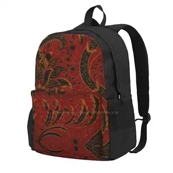 Indija, starinski tamno crveni ruksak s uzorkom William Morris za studentske školske bilježnice, putnu torbu i Starinski tamno crvena Indija William