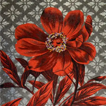 Individualne freske iz staklenog mozaika s crvenim cvijećem