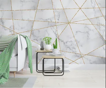 Izrađen po Mjeri 3D Zidno Slikarstvo geometrijski zlatne linije mramorni Tapete Dnevni boravak Tv Kauč Spavaća soba Zidno Slikarstvo papel tapiz