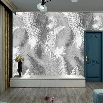 Izrađen po mjeri samoljepivi Više freska Siva Lišće Tapete Ispis za zidove dnevnog boravka Papir Home dekor Namještaj roll