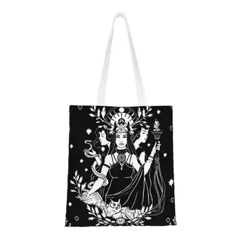 Izrađen po mjeri холщовая shopping bag Hekate sa trostruka boginja, ženski Ručni torbe za kupovinu, gotički okultne torbe za kupovinu, vještica je za Noć vještica