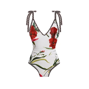 Jednodijelni kupaći kostim s cvjetnim ispis i накидкой, Novi seksi bikini 2023, ženski kupaći kostim s cvjetnim ispis boja i tie