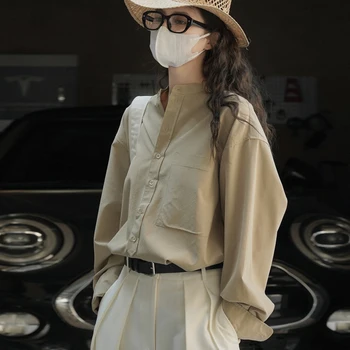Johnature Japanski jednostavne, Lagane udobne ženske majice 2023, proljeće-ljeto, Novi svakodnevne slobodne čvrste ženske košulje