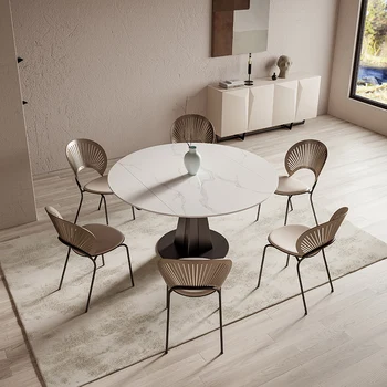 Kameni stol u 2022, nova obiteljska mali stan, jednostavna luksuzni dnevni boravak, multifunkcionalni rotirajući teleskopski okrugli stol