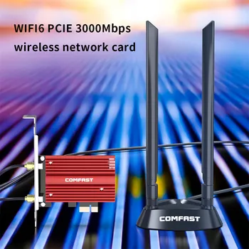 KEB je Stolni Wifi Kartica WIFI6 PCIE 3000 Mb/s, Bežična Lokalna kartica sa Antenom za Win10 Dvofrekvencijska Antena za Bežični Adapter