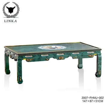 Keramički stol ručno oslikane u stilu francuskog dvorišta, zeleni paun, američki retro dnevni boravak, čaj stol od punog drveta