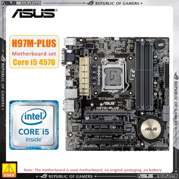 Kit matična ploča za LGA 1150 ASUS H97M-PLUS + I5 4570 Intel H97 4 × 32 GB DDR3 PCI-E 3.0 M. 2 USB3.0 Micro ATX za Core i7/i5/i3/cpu