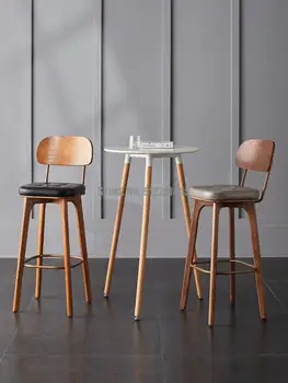 Klasicni jednostavan luksuzni bar stolica s naslonom od punog drveta, stolica s visokim malo stopalo, kućanskih jednostavan bar stolica, blagajnik, komercijalna visoka stolica