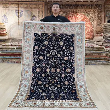 Klasični kineski Predivna orijentalni tepih ručne izrade s cvjetnim čvor 4x6 cm, vuna svila tepih, ručni rad (WML032)