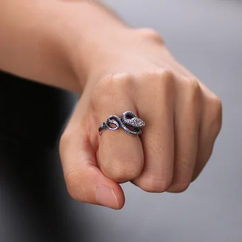 Klasični retro prsten u obliku zmije, Moderan muški prsten s podesivim otvaranjem, koji trend u muškoj мотоциклетное ukras za zurke u stilu punk
