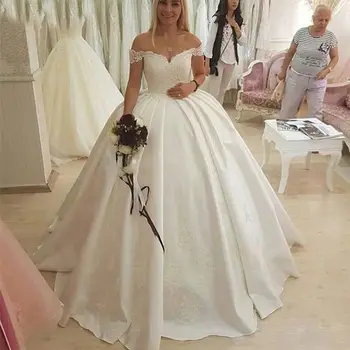 Klasično lijepo donje loptu haljina s čipkom aplikacija, vjenčanicu veličine plus, Vestidos De Novia, bujna vjenčanica