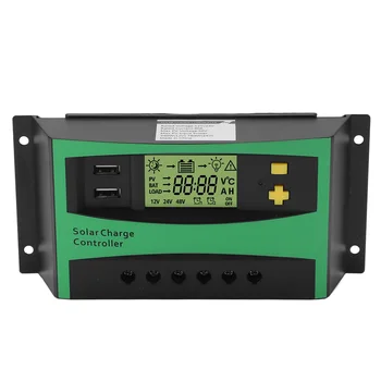 Kontroler punjenja solarnih baterija LCD zaslon Regulator solarnog panela 12V 24V Automatska identifikacija s 2 izlaza USB 5V za brod RV