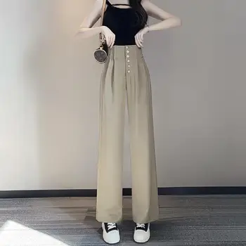 Korejski odijela sa širokim штанинами, hlače, ženske korejski modni elegantne ravne hlače s visokim strukom, proljeće-ljeto 2023, ženske svakodnevne C173
