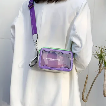 Korejski slatka bistra желейная ženska dizajnersku torbu s ventilom na ramenu od prozirnog PVC živih boja s širokim remenom preko ramena