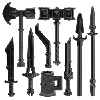 Koruit Lord R dwarf srednjovjekovne oružje za mini-lutke 4 cm, mač, koplje, sjekira, MOC, blokovi, cigle, igračke za djecu