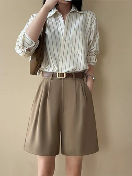 Kratke hlače Ljetne novi korejski moderan kostim, Kratke hlače s visokim strukom, Široke hlače, tanka svakodnevni ženska odjeća, ravne hlače, vanjska odjeća