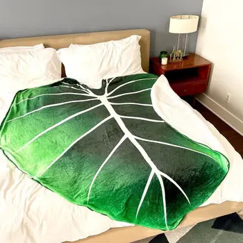 Kreativna biljka, super Mekana deka s velikim zelenim lišćem, флисовое udoban pokrivač od lišća za krevet, kauč, dom dekor, tepiha