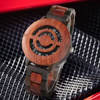 Kreativna drveni sat u stilu милитари, muški ručni kvarcni sat, Moderan dizajn, drveni sat sa dial, Reloj De Madera, stil bez igle