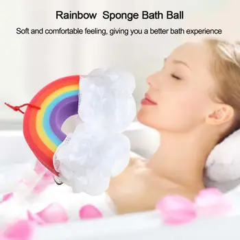 Kreativni rainbow kuglica za kupku s remenom, meka spužva za pranje, mat piling za tijelo, piling blato, Naprave za čišćenje duša u osnovnoj kupaonici