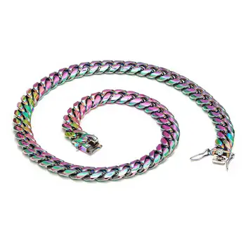 Kvalitetan nakit u stilu hip-hop, prelijeva boja, Miami, od nehrđajućeg čelika, kubanske lanac, muška ogrlica