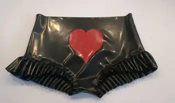 Latex kratke hlače s dragim персиковым сердечком, латексное gumena fetiš-donje rublje