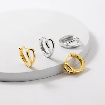 LAVIFAM Jednostavne šuplje geometrijski naušnice-prsten od 925 sterling srebra, ženske male naušnice-шармы, Nakit