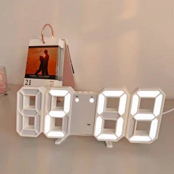 Led digitalni satovi-budilice, zidne satove u skandinavskom stilu, viseće sat s funkcijom ponavljanja, društvene sat, Kalendar, termometar, elektronički, digitalni sat