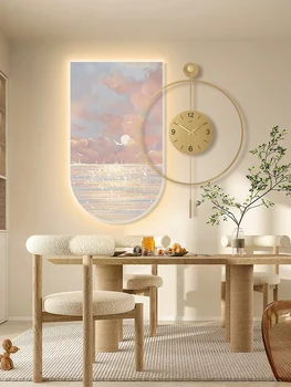 Led svijetlo roza francuski krem stil sa satom, zidni satovi, rotirajući slika za blagovanje, slika za dekoraciju blagovaonice