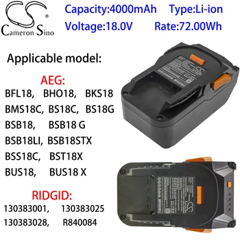 Litij-ionska baterija Cameron Sino 4000 mah 18,0 za RIDGID 130383001, 130383025, 130383028, Litij baterija R840084