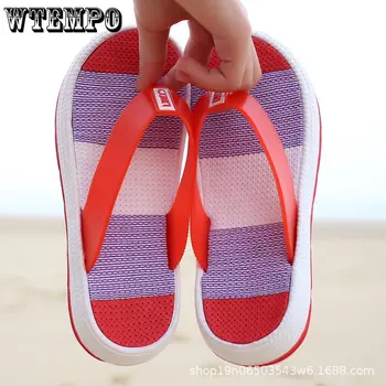 Ljetne papuče WTEMPO, ženske svakodnevne masaže japanke, plaže sandale, ženske cipele na танкетке, prugasta ženski sobni papuče