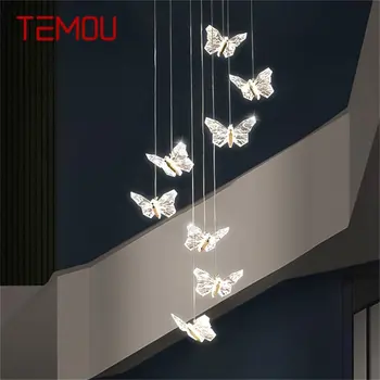 Luster TEMOU Nordic Butterfly, moderne Svjetiljke Viseće svjetiljke za dom, led za ljestve hall