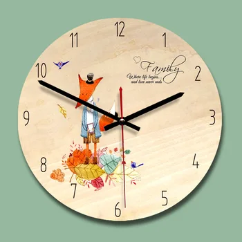 M. Pjenušava europske dizajnerske drveni zidni sat, 11-inčni velike okrugle crtani sat od lipe, kreativna sati za dječje sobe