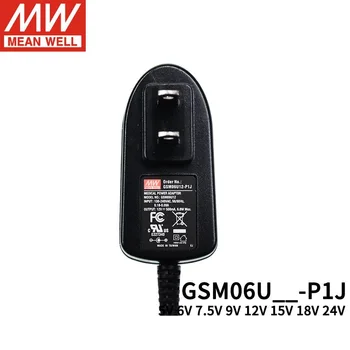 MEAN MELL GSM06U05-P1J 5V 1.2 A 47 ~ 63Hz 6W AC-DC Pouzdan Zelena Medicinske adapter