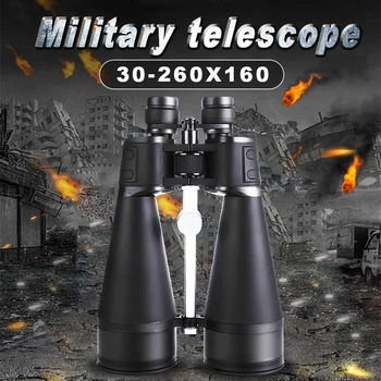 Metalni vojni dvogled s 30-260 zoom, profesionalni snažan teleskop dugog dometa, 4K HD, noćni vid u uvjetima slabog osvjetljenja za kampiranje, Zabavni