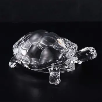 Minijaturna figura kornjače od prozirnog kristala, kineski Sretan kipić feng shui, ukras za dom uredski stol