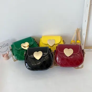 Moderan dječje torba preko ramena od umjetne kože s dragim сердечком za djevojčice, mini-torbe-poruke, pribor, torbe za djecu, novčanik za kovanice