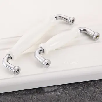 Moderna jednostavna ručka ladice ormara od цинкового legure, bijele keramičke ručka, europska jednostavna ručka na vratima ormara