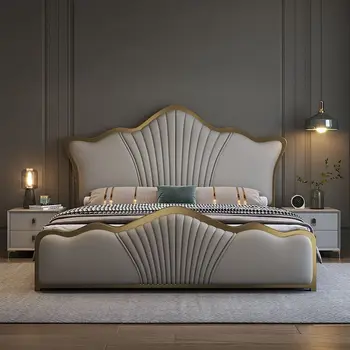 Moderna минималистичная kožni krevet Napa, bračni krevet King size u glavnoj spavaćoj sobi 1,8 m, krevet za jednu osobu 1,5 m, vrhunski light luksuzna krevet za pohranu stvari