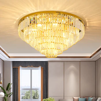 Moderni stropna svjetiljka sa zlatnim хрусталем okruglog dizajna D60cm H35cm, led kristalnim lusterima za skrivenu ugradnju, rasvjeta za uredske hotelskih soba