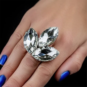 Modni Fin Crystal, Преувеличенная velika Kap Vode, geometrijski otvoreni prsten, sjajna gorski Kristal, Čije nakit, prsten na veliko