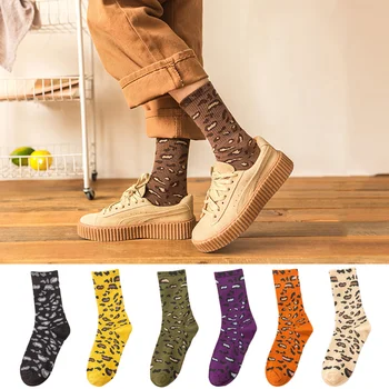 Modni svakodnevne berba леопардовые ženske čarape od pamuka, Individualnost, Harajuku, hip-hop, Divlji klasičnih čarapa, Sportski Skateboard