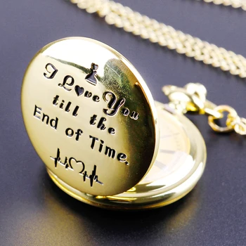 Modni zlatne kvarc džepni sat-ogrlica za muškarce i žene, berba personalizirane džepni sat za obitelj i ljubav