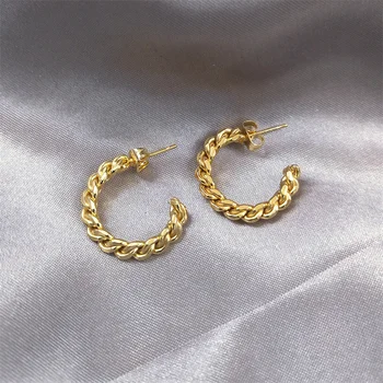 Modni минималистичные lampa naušnice-prsten za žene zlatnu boju, naušnice-полукруглости od nehrđajućeg čelika, nakit pendientes moda E9527