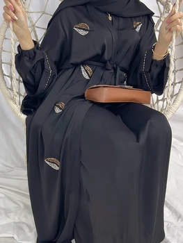 Muslimansko kimono Id Абайя Skroman haljina-hidžab Ručni rad, расшитое perle, Ljetne otvorene абайи za žene, islamska odjeća, svečane kaftan, ogrtači za kupanje