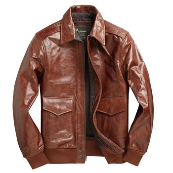 Muška kratka smeđa jakna od bičevati, funky мотоциклетная kožna jakna, kaput, muška jakna od prave bičevati, tanak летный odijelo